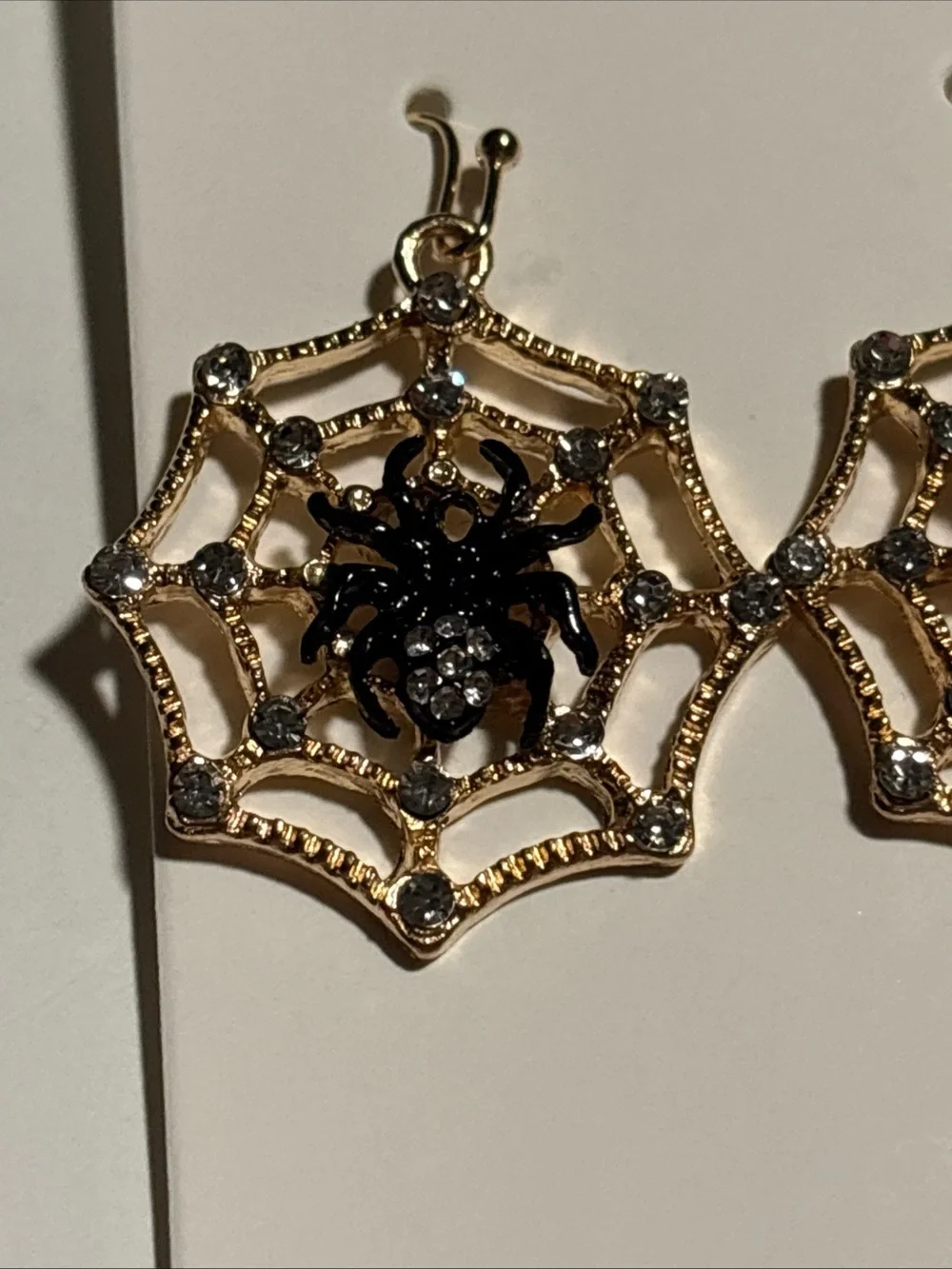 Gold Tone Alloy Spider Web Dangle Earrings New